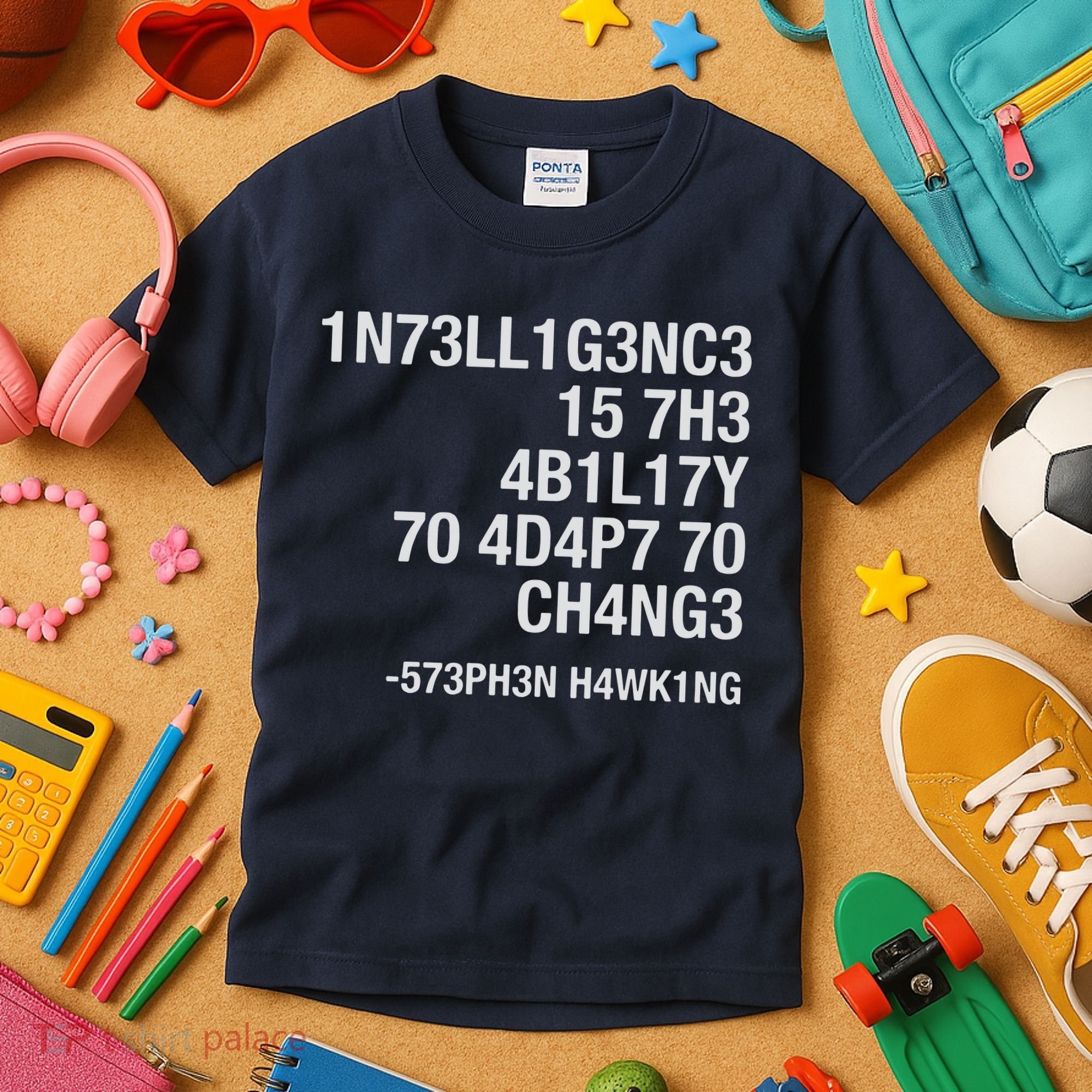 Stephen Hawking Intelligence Is The Ability To Adapt To Change Funny Kids T-Shirt