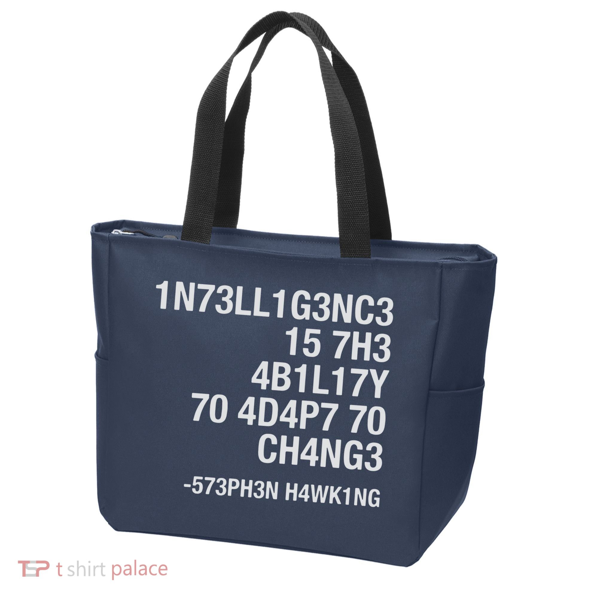 Stephen Hawking Intelligence Is The Ability To Adapt To Change Funny Tote Bag