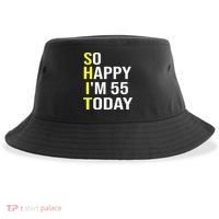 So Happy I'm 55 Today Fifty Five Years Old 55th Birthday Sustainable Bucket Hat thumb 0
