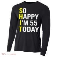So Happy I'm 55 Today Fifty Five Years Old 55th Birthday Cooling Performance Long Sleeve Crew thumb 0