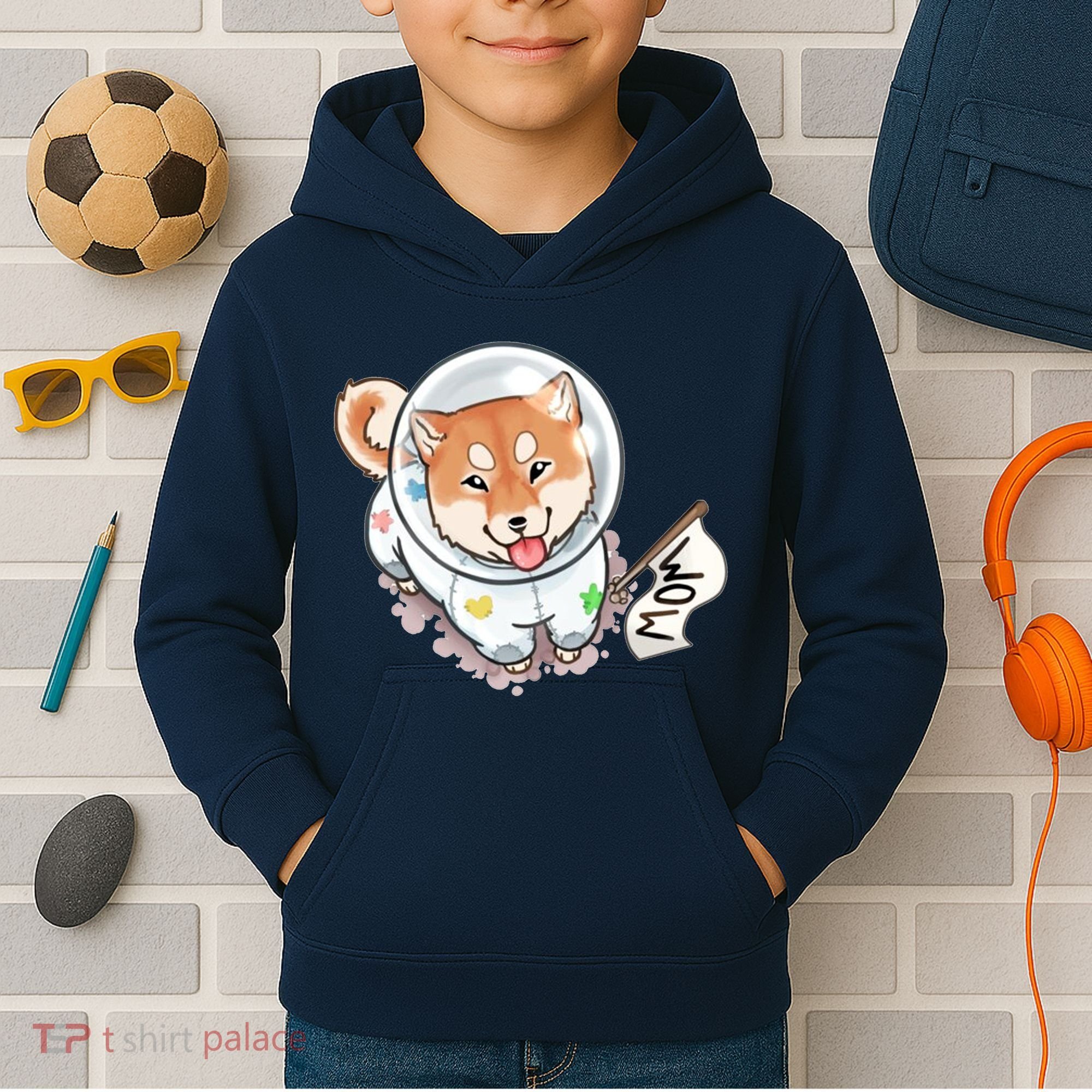 Shiba Inu Astronaut Cute Mom Kids Hoodie