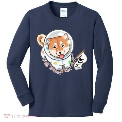 Shiba Inu Astronaut Cute Mom Kids Long Sleeve Shirt