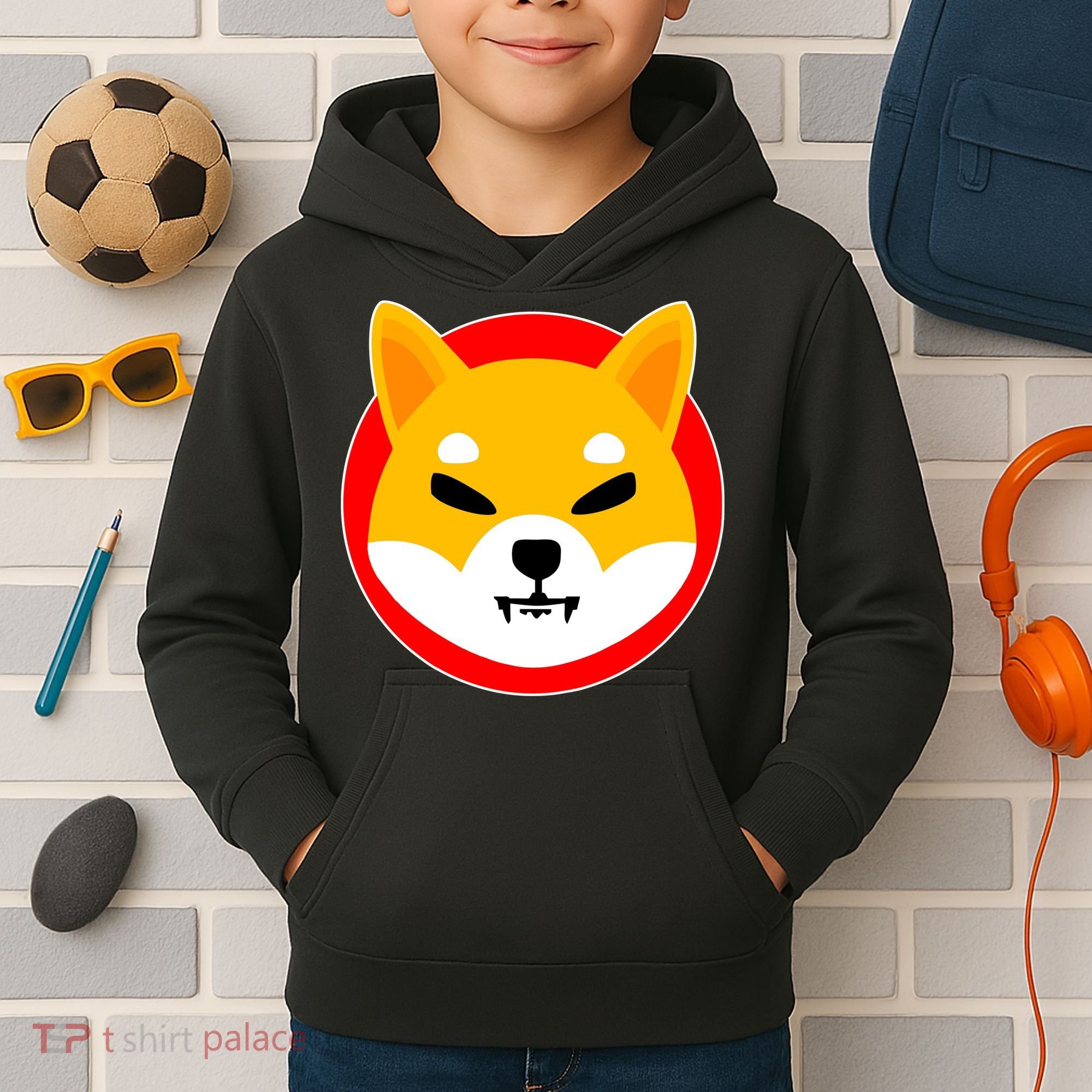 Shiba Inu SHIB Token Crypto Currency Logo Kids Hoodie