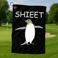 Shieet Funny Penguin Golf Towel thumb 1