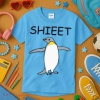 Shieet Funny Penguin Kids T-Shirt thumb 3