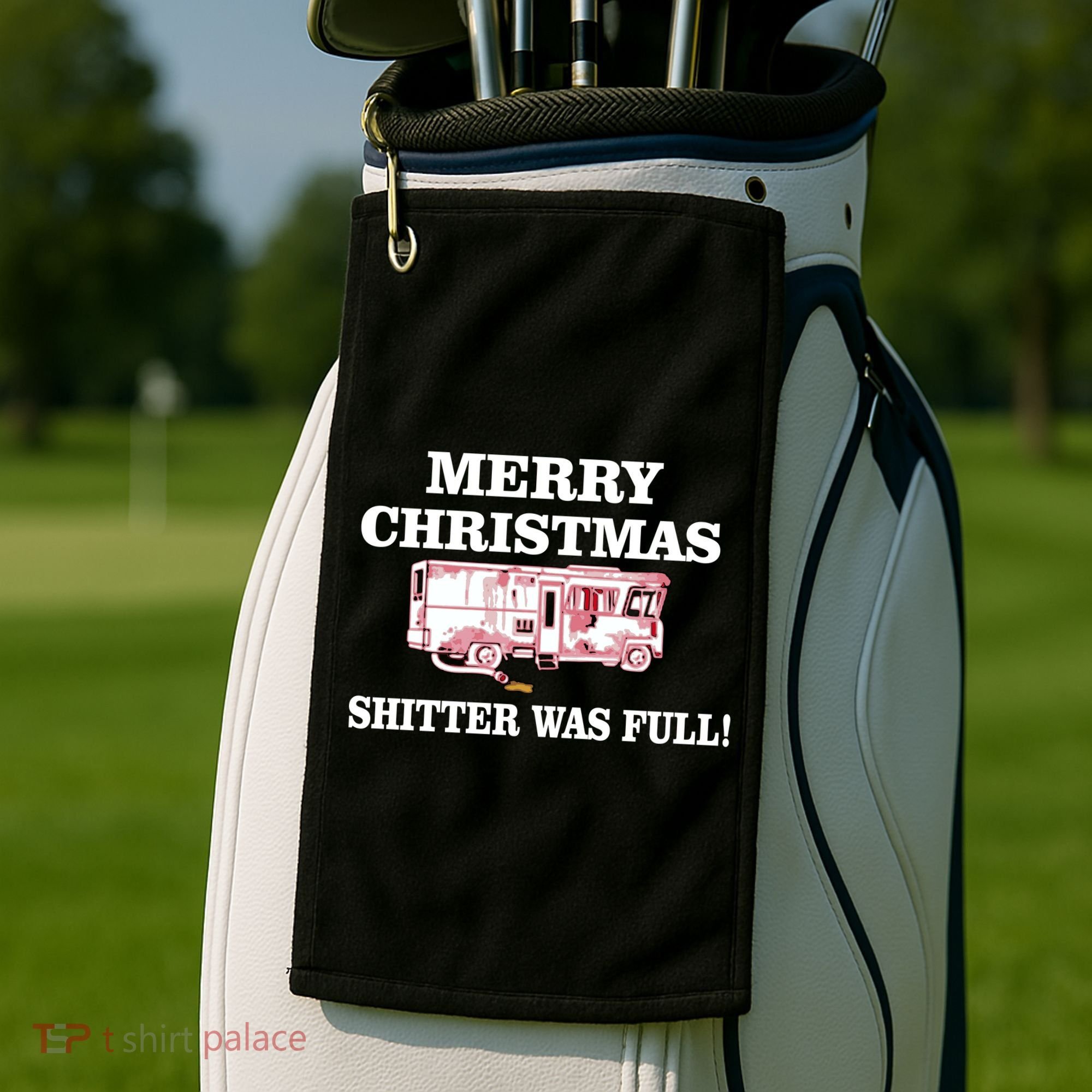 Shitter Was Full Funny Christmas Golf Towel