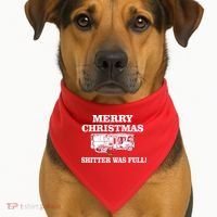 Shitter Was Full Funny Christmas USA-Made Doggie Bandana thumb 1