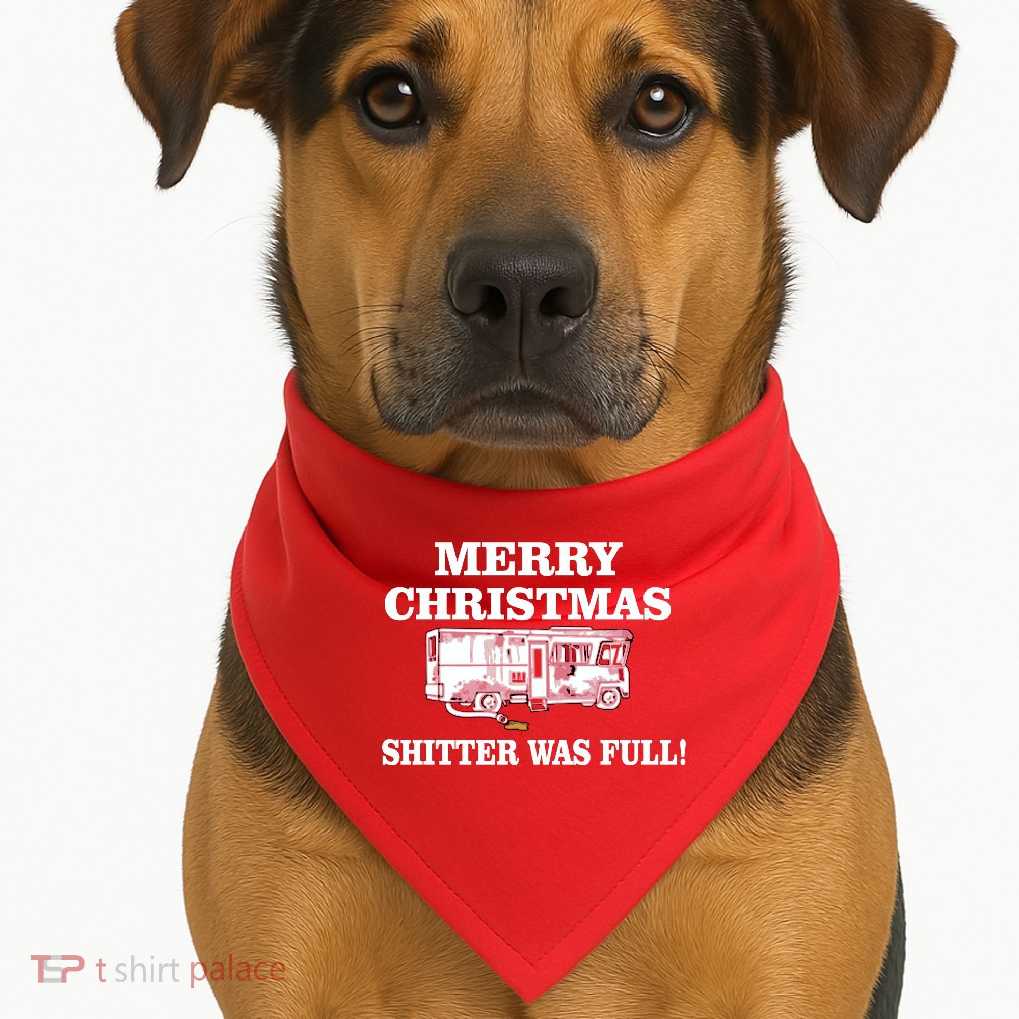 Shitter Was Full Funny Christmas USA-Made Doggie Bandana