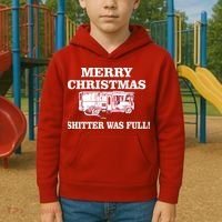 Shitter Was Full Funny Christmas Kids Hoodie thumb 2