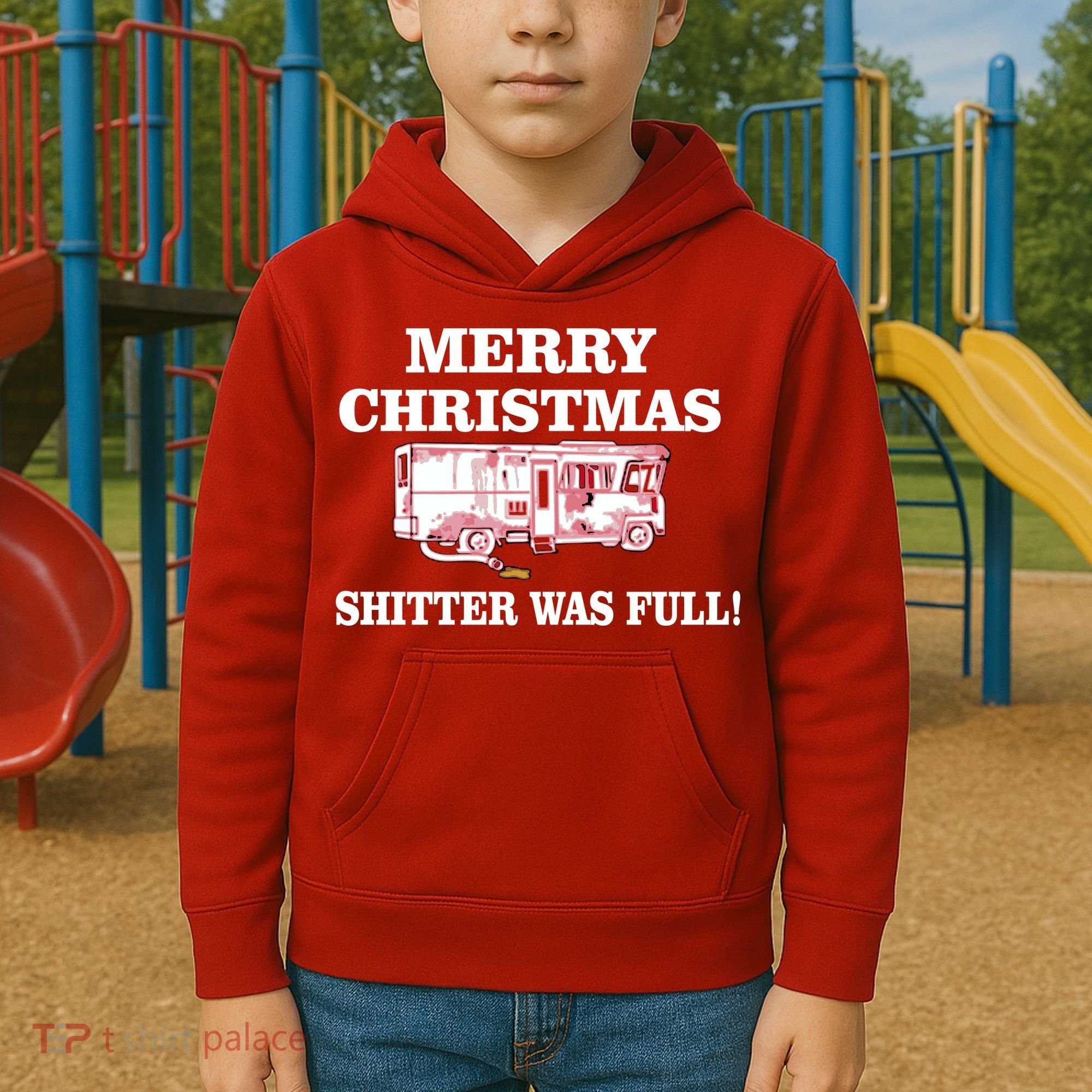 Shitter Was Full Funny Christmas Kids Hoodie