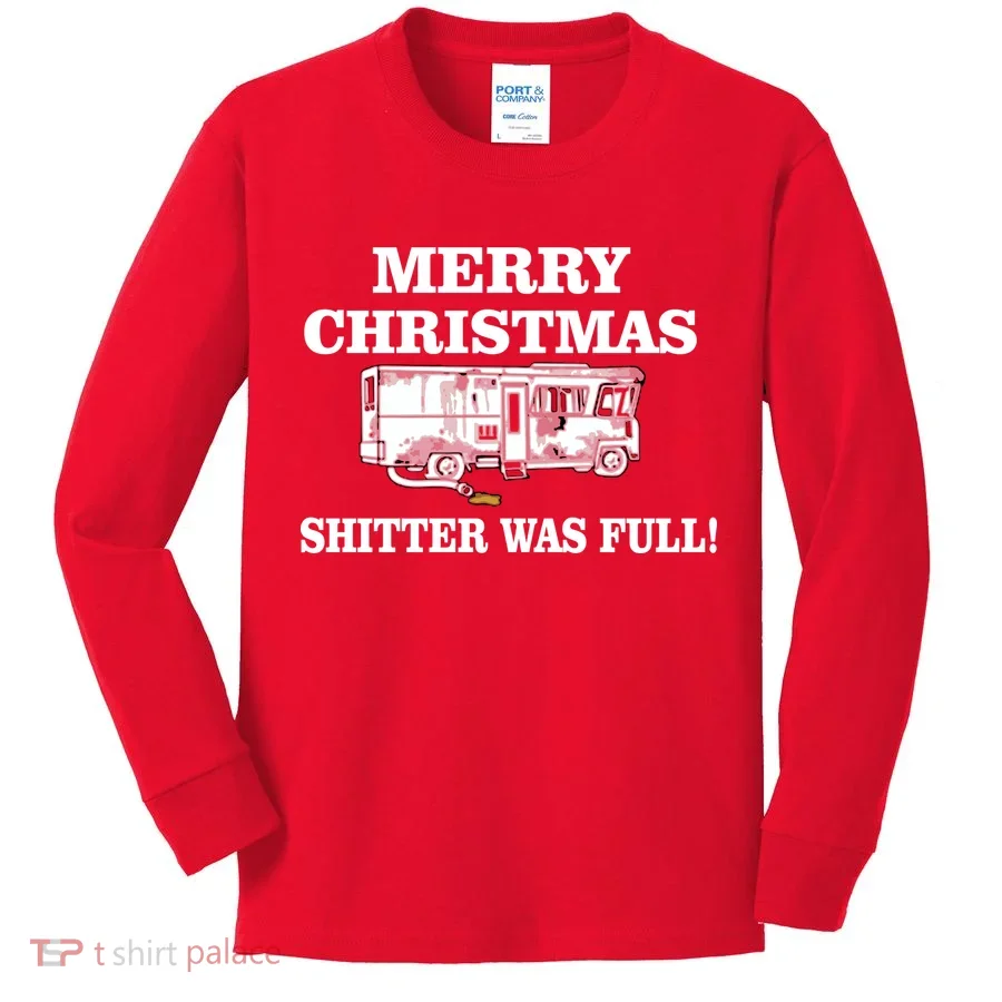 Shitter Was Full Funny Christmas Kids Long Sleeve Shirt