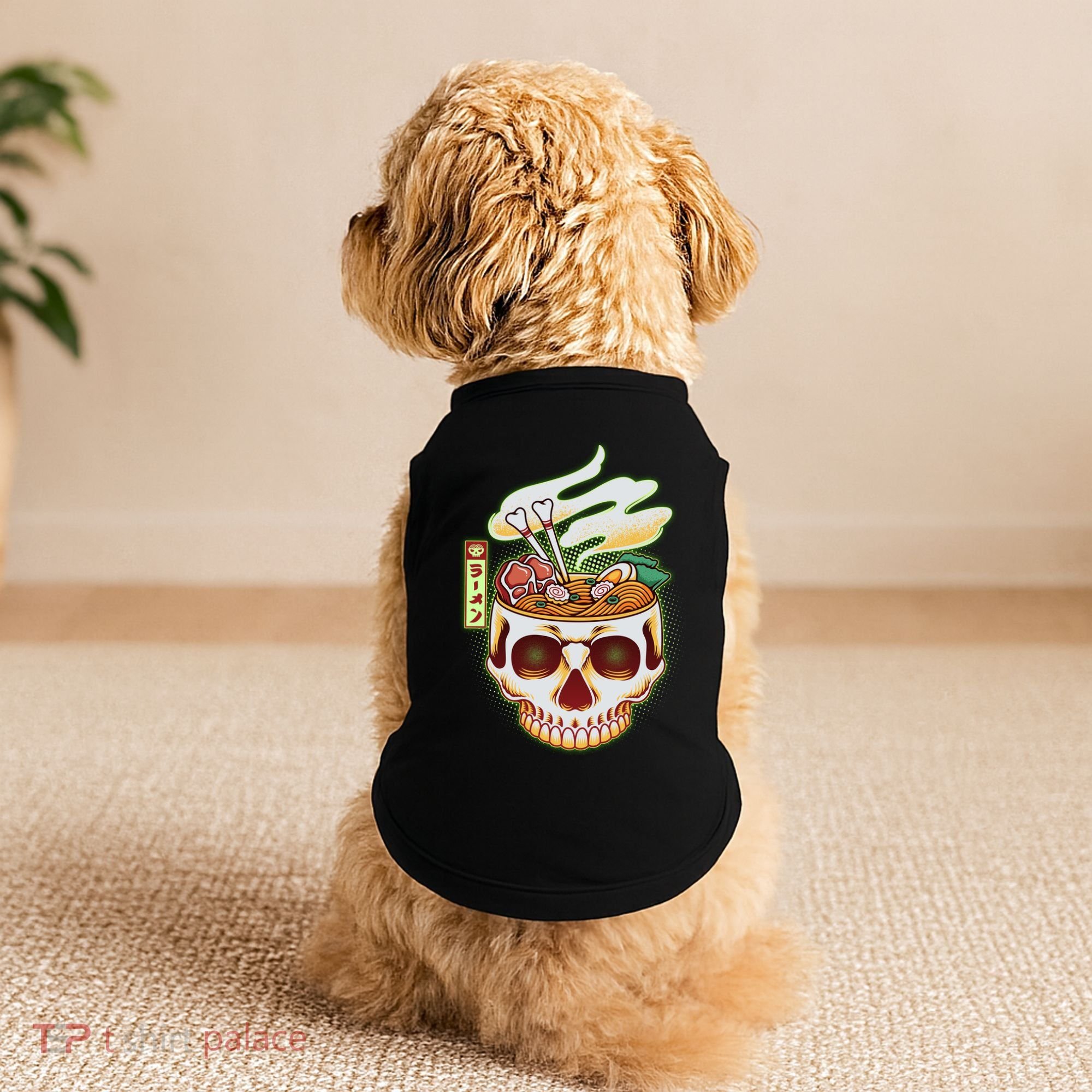 Spooky Halloween Japanese Ramen Skull Bowl Doggie Tank