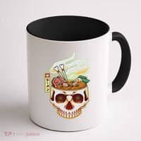 Spooky Halloween Japanese Ramen Skull Bowl Coffee Mug thumb 1