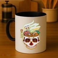 Spooky Halloween Japanese Ramen Skull Bowl Coffee Mug thumb 4