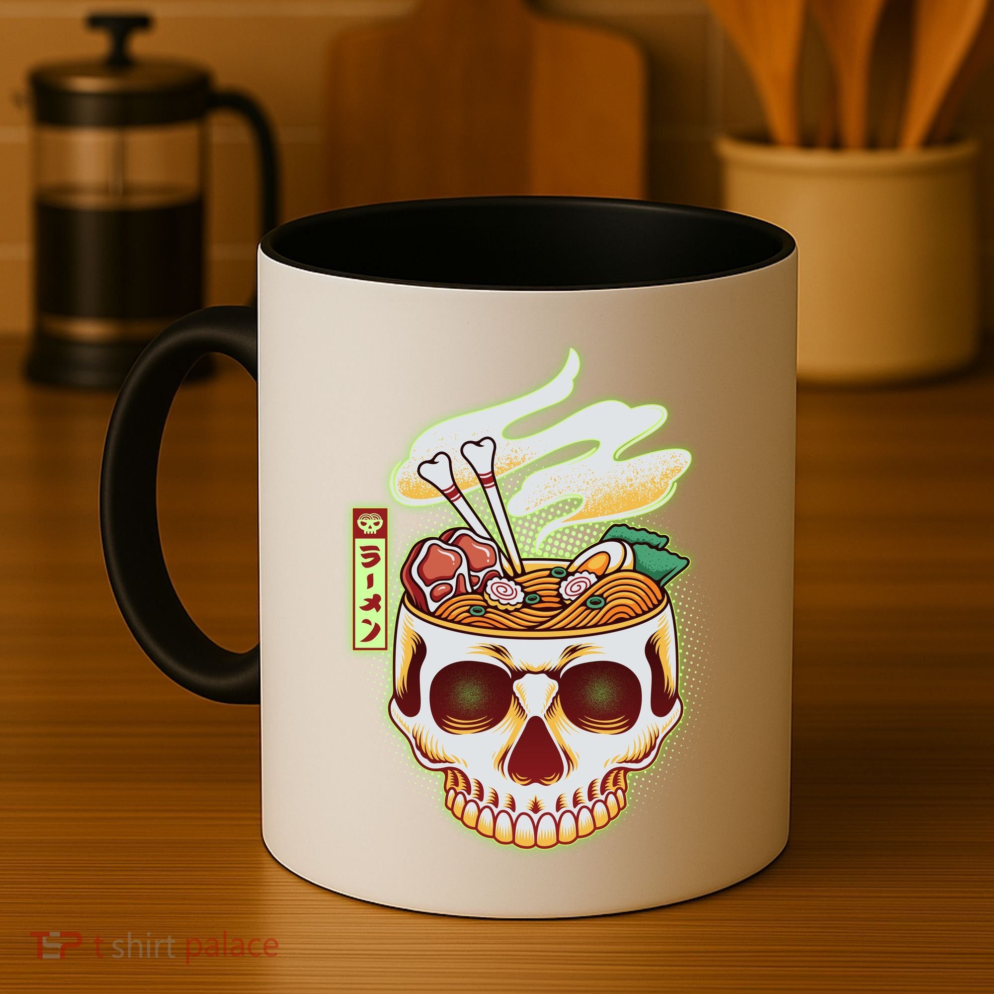Spooky Halloween Japanese Ramen Skull Bowl Coffee Mug