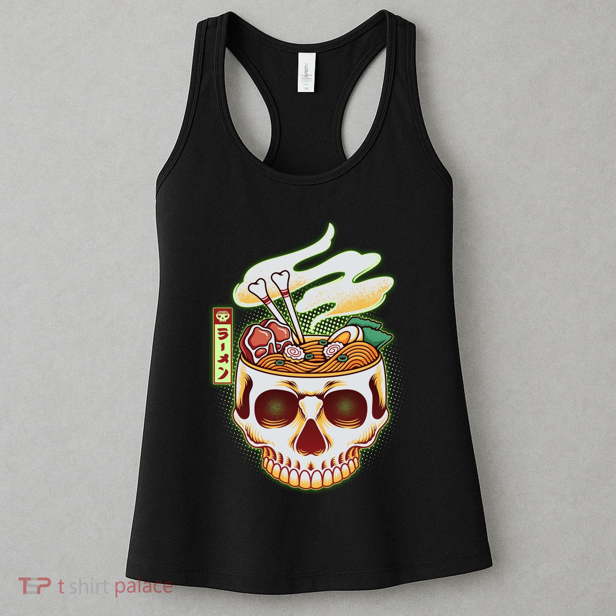 Spooky Halloween Japanese Ramen Skull Bowl Women's Tank Top