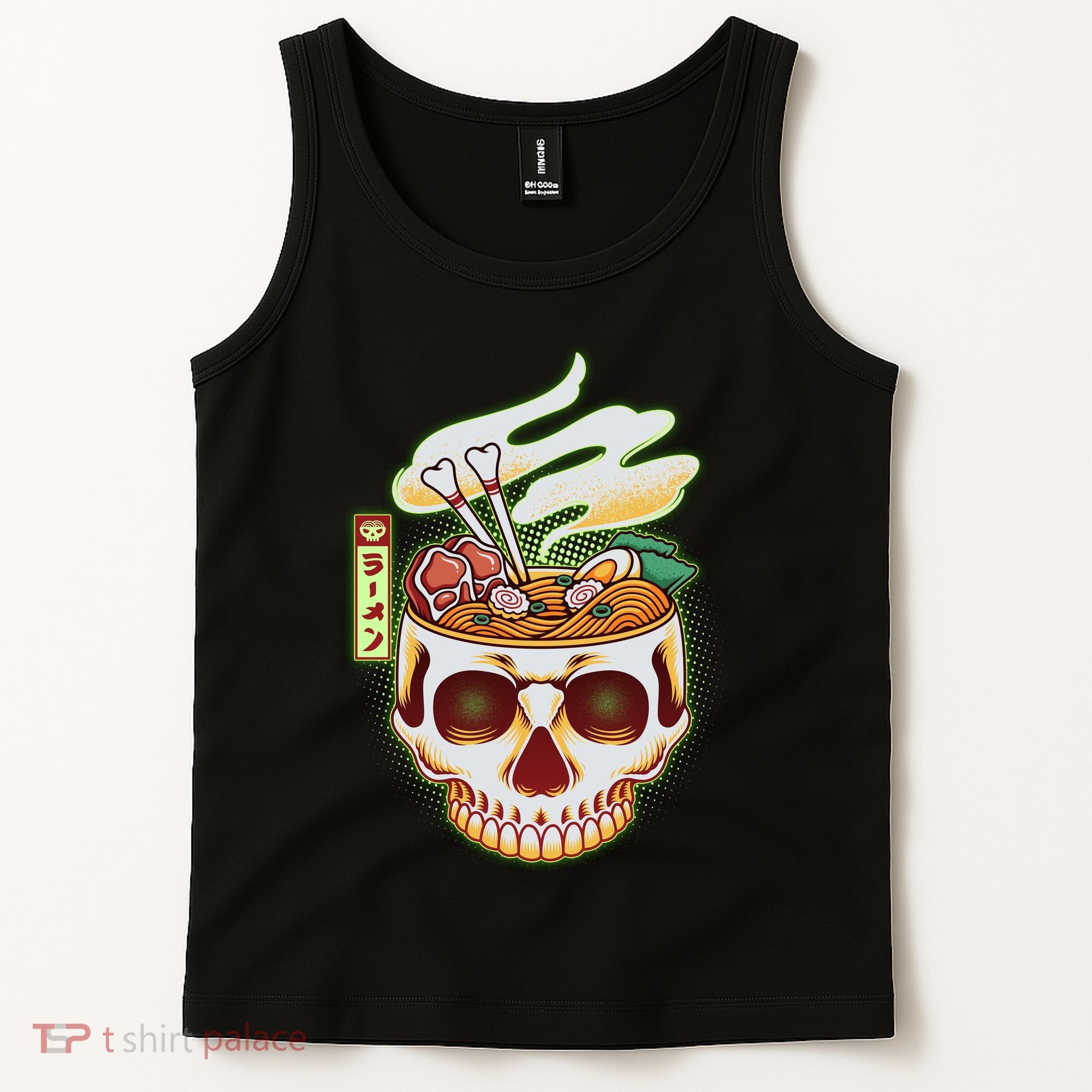 Spooky Halloween Japanese Ramen Skull Bowl Tank Top
