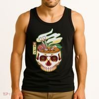 Spooky Halloween Japanese Ramen Skull Bowl Tank Top thumb 3