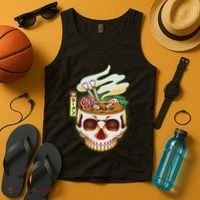 Spooky Halloween Japanese Ramen Skull Bowl Tank Top thumb 4