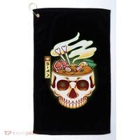 Spooky Halloween Japanese Ramen Skull Bowl Golf Towel thumb 0