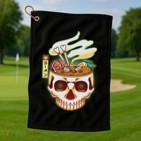 Spooky Halloween Japanese Ramen Skull Bowl Golf Towel thumb 1