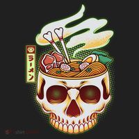Spooky Halloween Japanese Ramen Skull Bowl Golf Towel thumb 3