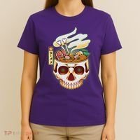 Spooky Halloween Japanese Ramen Skull Bowl T-Shirt thumb 4