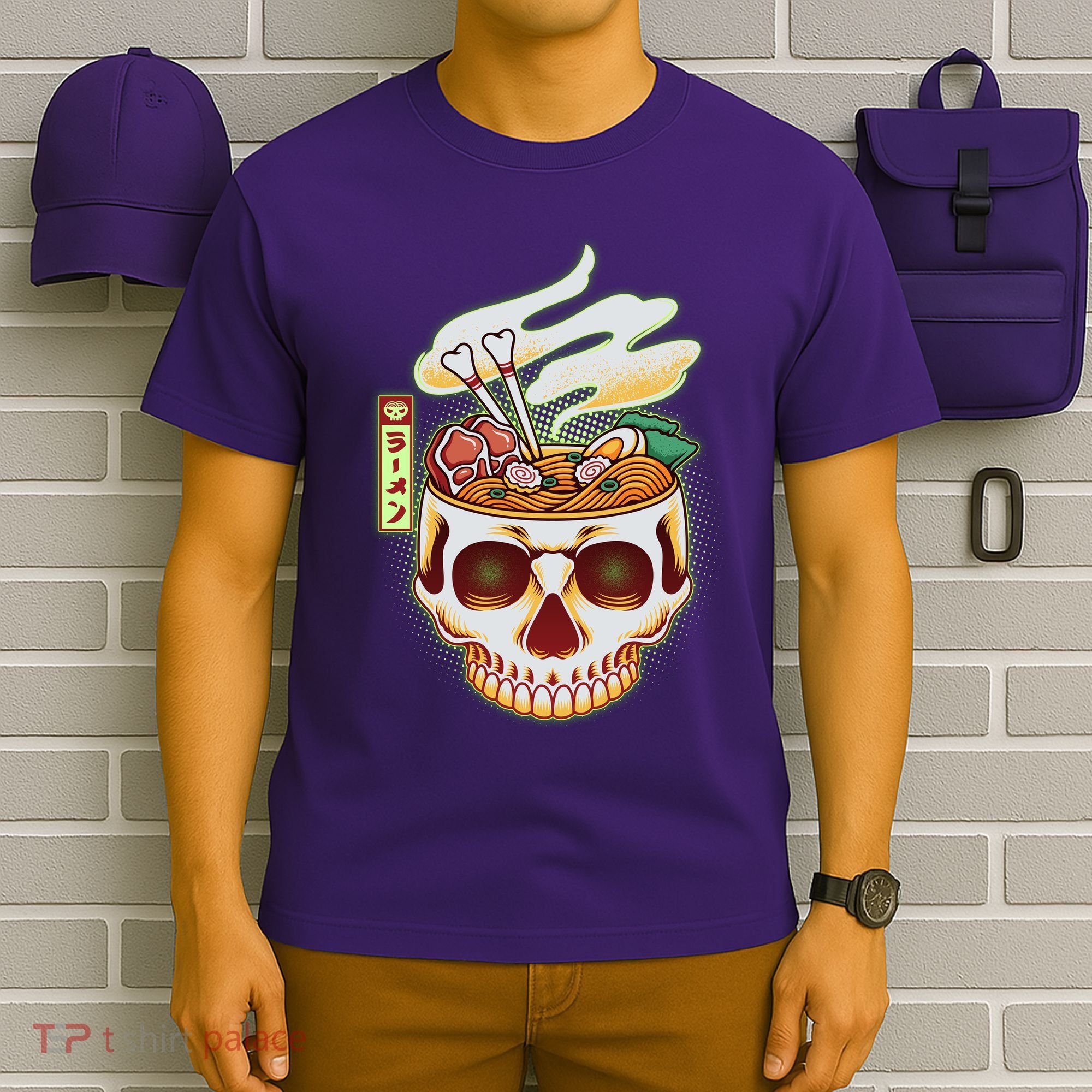 Spooky Halloween Japanese Ramen Skull Bowl T-Shirt