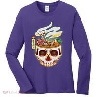 Spooky Halloween Japanese Ramen Skull Bowl Women's Long Sleeve Shirt thumb 0