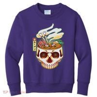 Spooky Halloween Japanese Ramen Skull Bowl Kids Sweatshirt thumb 0