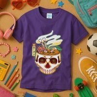 Spooky Halloween Japanese Ramen Skull Bowl Kids T-Shirt thumb 3