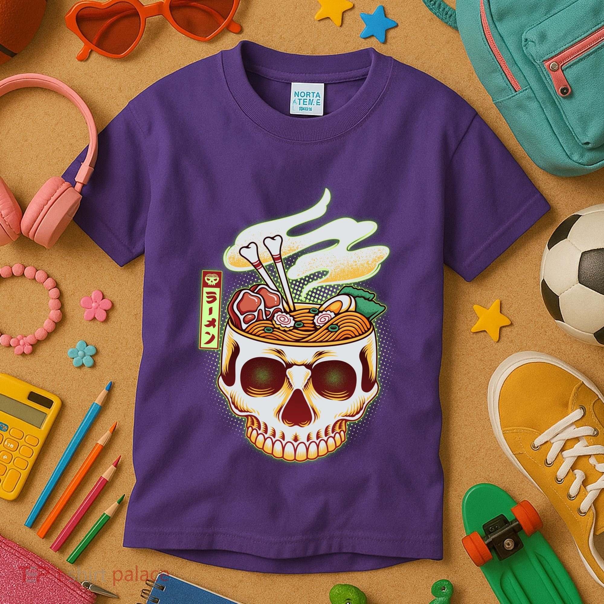 Spooky Halloween Japanese Ramen Skull Bowl Kids T-Shirt