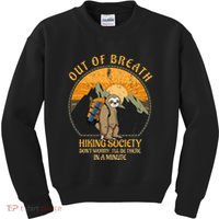 Sloth Hiker Joke Out Of Breath Hiking Society Kids Sweatshirt thumb 0