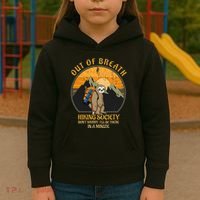 Sloth Hiker Joke Out Of Breath Hiking Society Kids Hoodie thumb 3