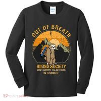 Sloth Hiker Joke Out Of Breath Hiking Society Kids Long Sleeve Shirt thumb 0