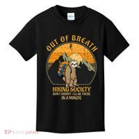 Sloth Hiker Joke Out Of Breath Hiking Society Kids T-Shirt thumb 0