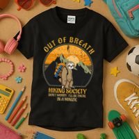 Sloth Hiker Joke Out Of Breath Hiking Society Kids T-Shirt thumb 3