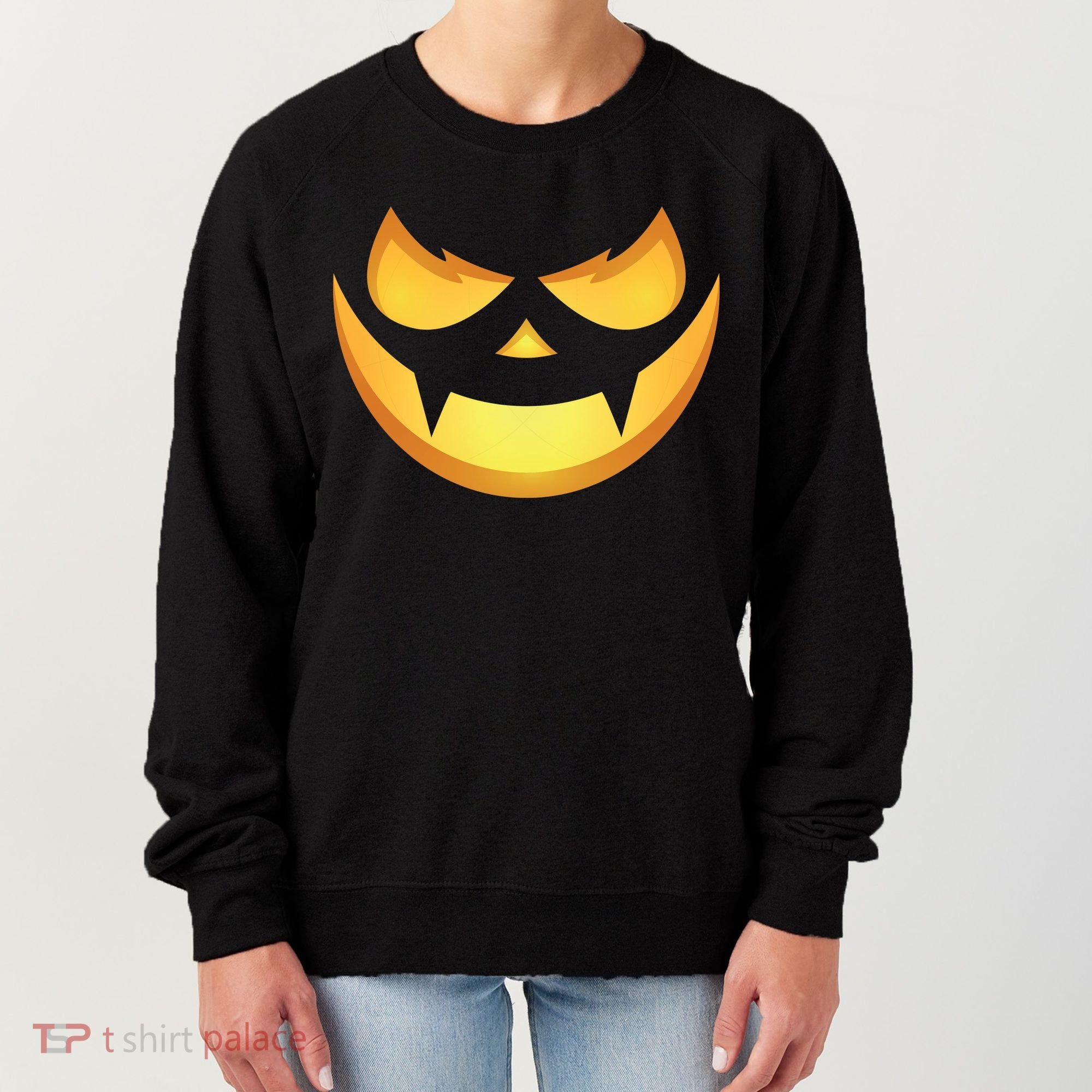 Spooky Halloween Jack O Lantern Glowing Pumpkin Face Costume Women's Sweatshirt