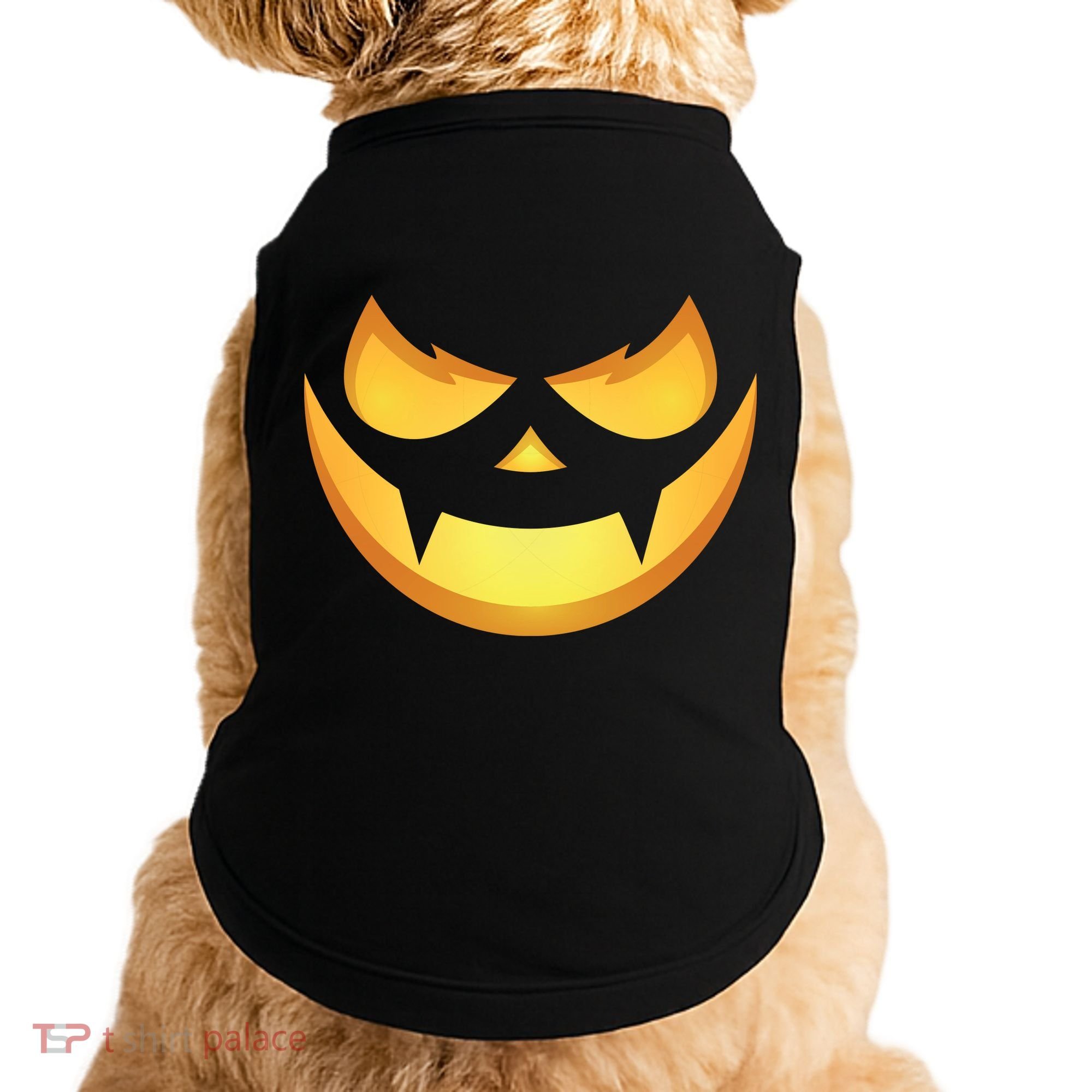 Spooky Halloween Jack O Lantern Glowing Pumpkin Face Costume Doggie Tank