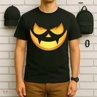 Spooky Halloween Jack O Lantern Glowing Pumpkin Face Costume T-Shirt thumb 6