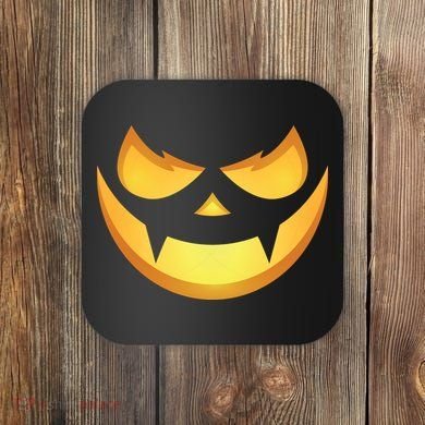 Spooky Halloween Jack O Lantern Glowing Pumpkin Face Costume Coaster
