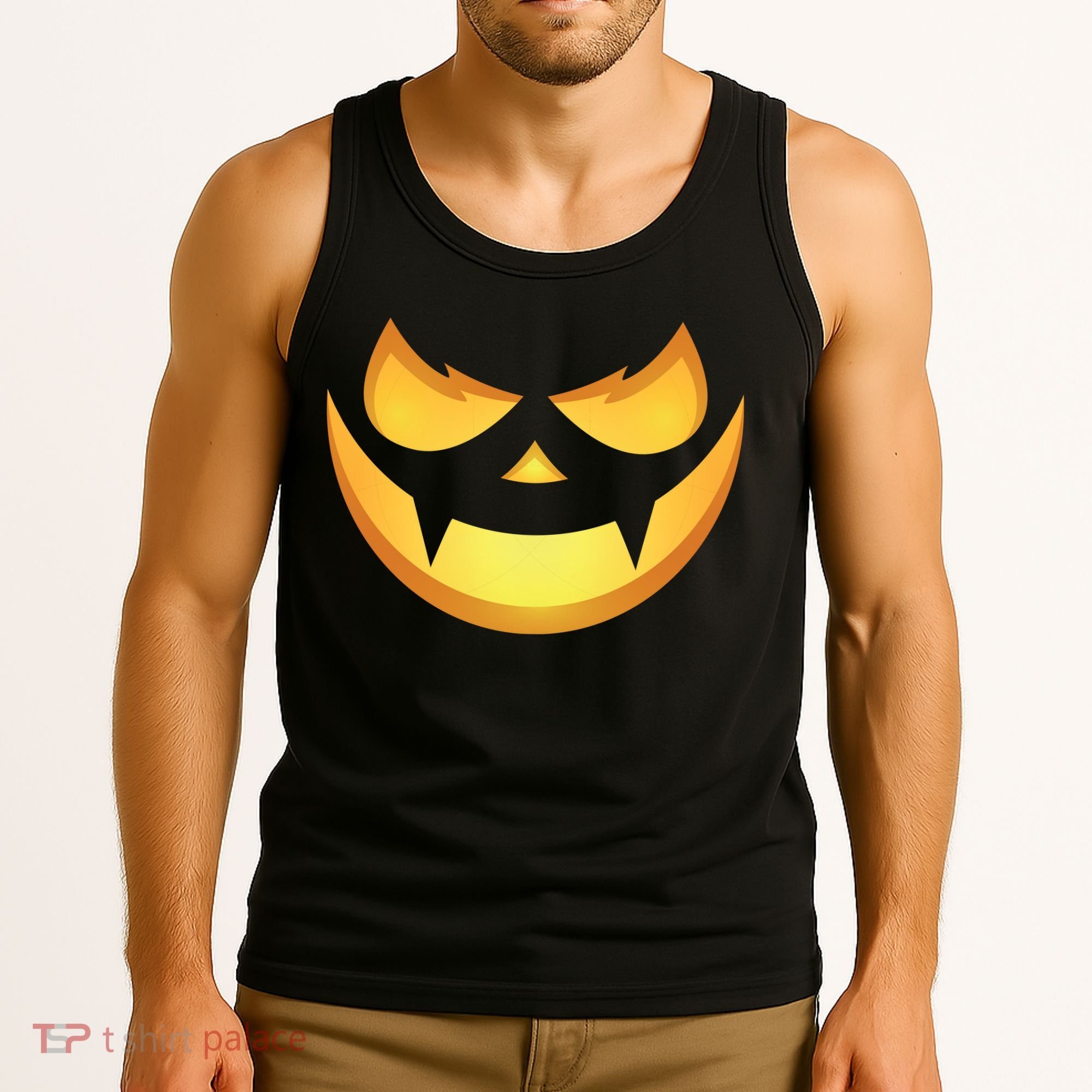 Spooky Halloween Jack O Lantern Glowing Pumpkin Face Costume Tank Top
