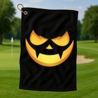 Spooky Halloween Jack O Lantern Glowing Pumpkin Face Costume Golf Towel thumb 1