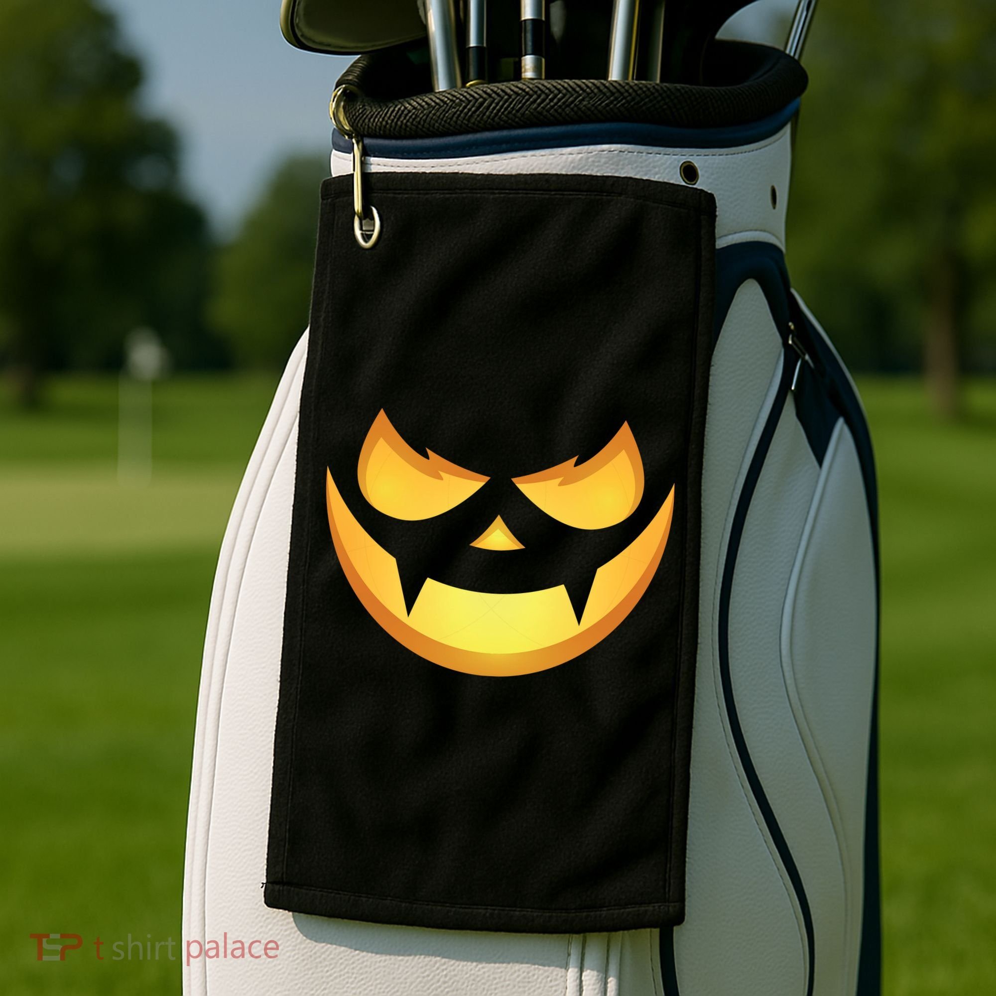 Spooky Halloween Jack O Lantern Glowing Pumpkin Face Costume Golf Towel