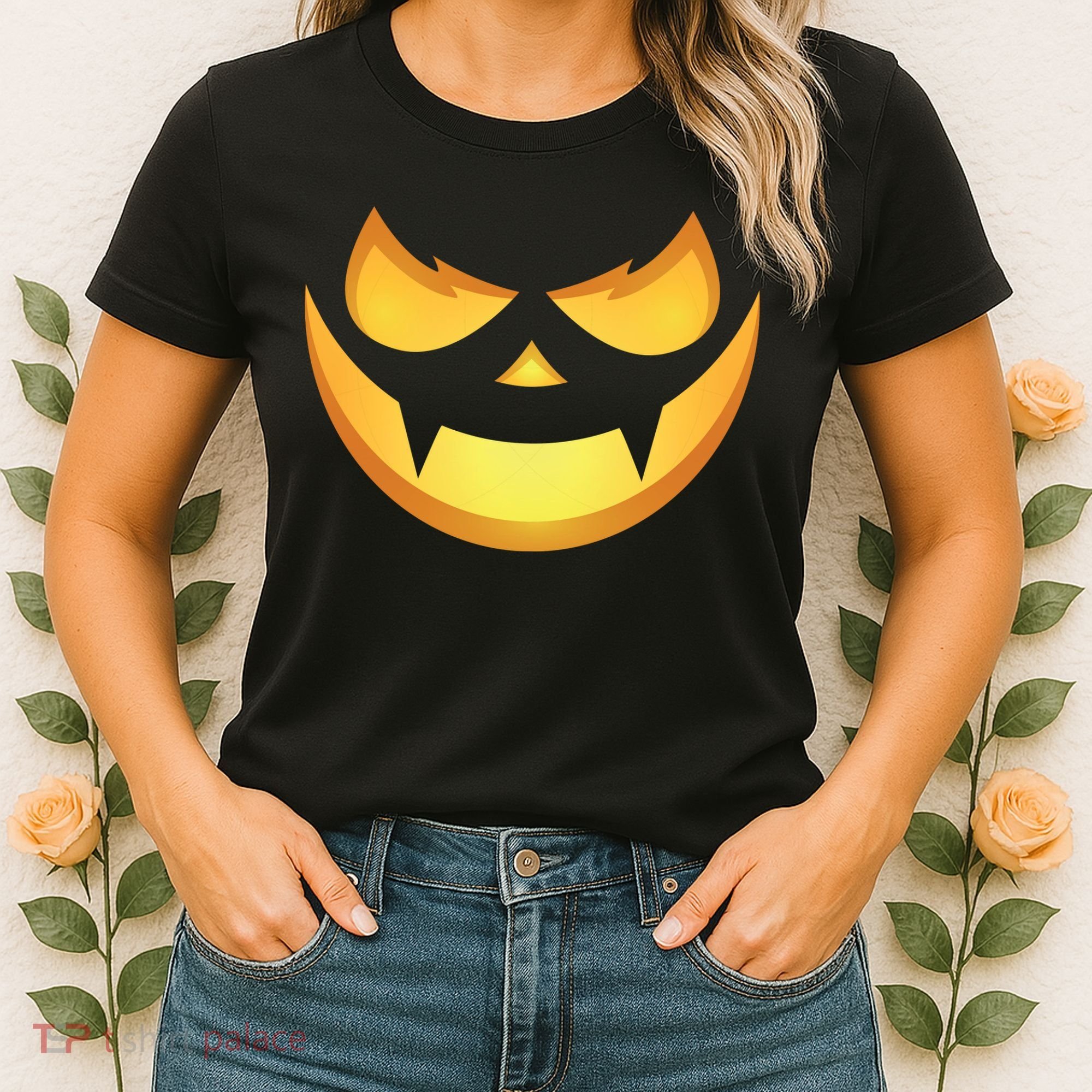 Spooky Halloween Jack O Lantern Glowing Pumpkin Face Costume Women's T-Shirt