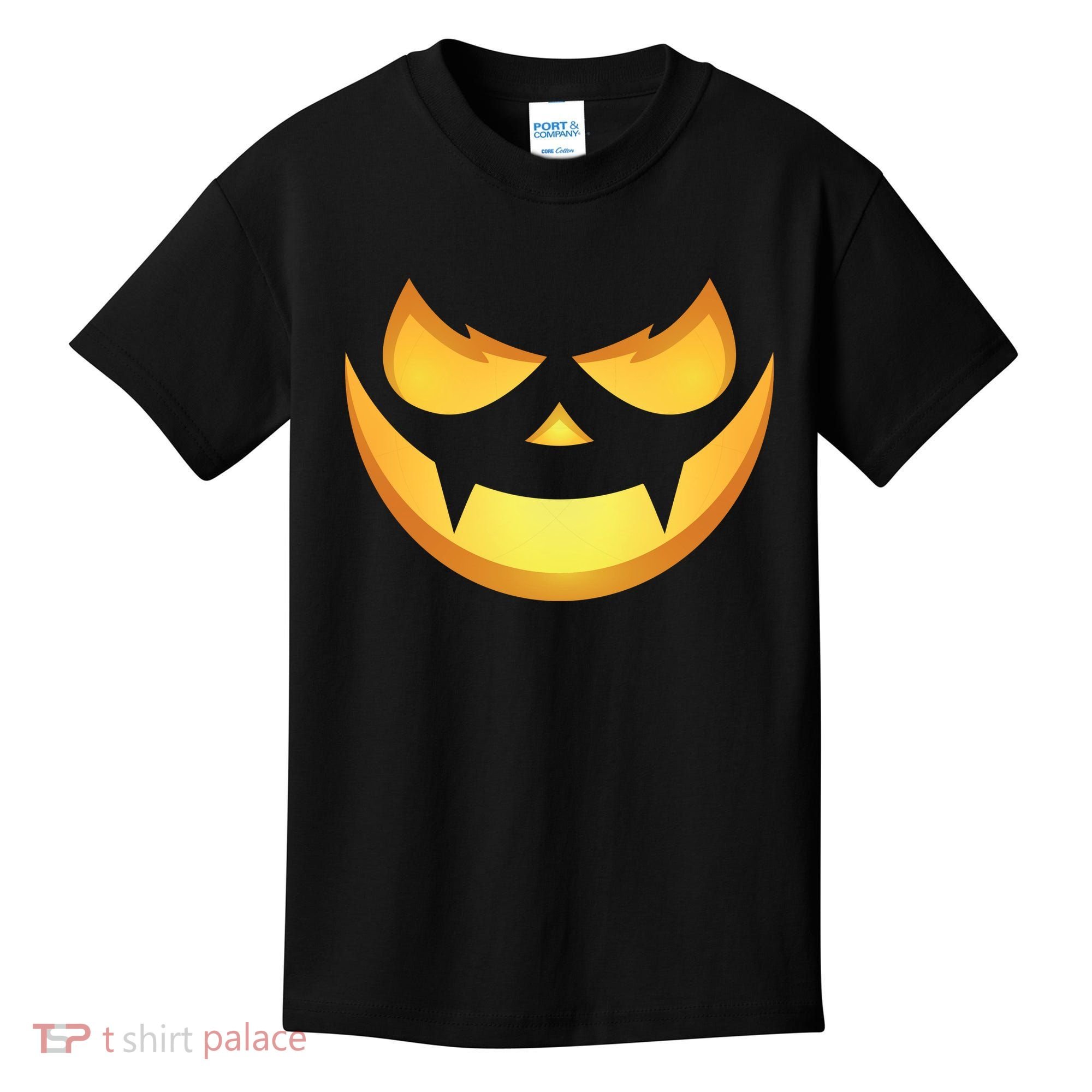 Spooky Halloween Jack O Lantern Glowing Pumpkin Face Costume Kids T-Shirt