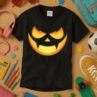 Spooky Halloween Jack O Lantern Glowing Pumpkin Face Costume Kids T-Shirt thumb 3