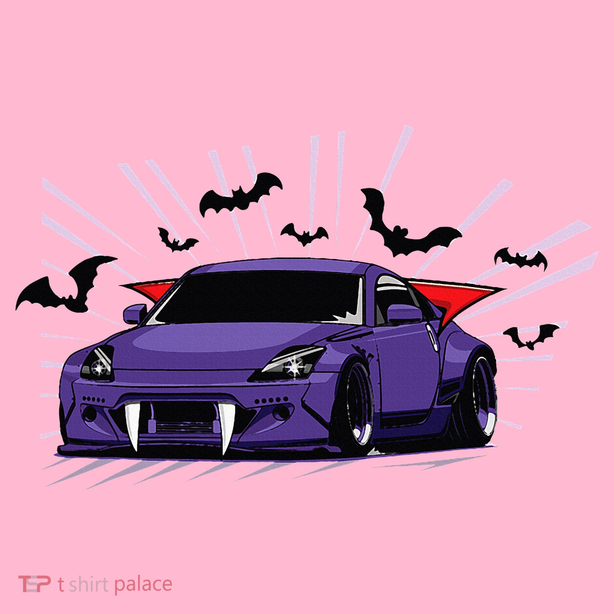 Spooky Halloween Jdm 350z Z33 Vampire Drift Car Illustrated Coaster