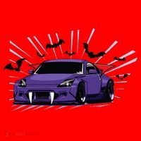 Spooky Halloween Jdm 350z Z33 Vampire Drift Car Illustrated Santa Hat thumb 1