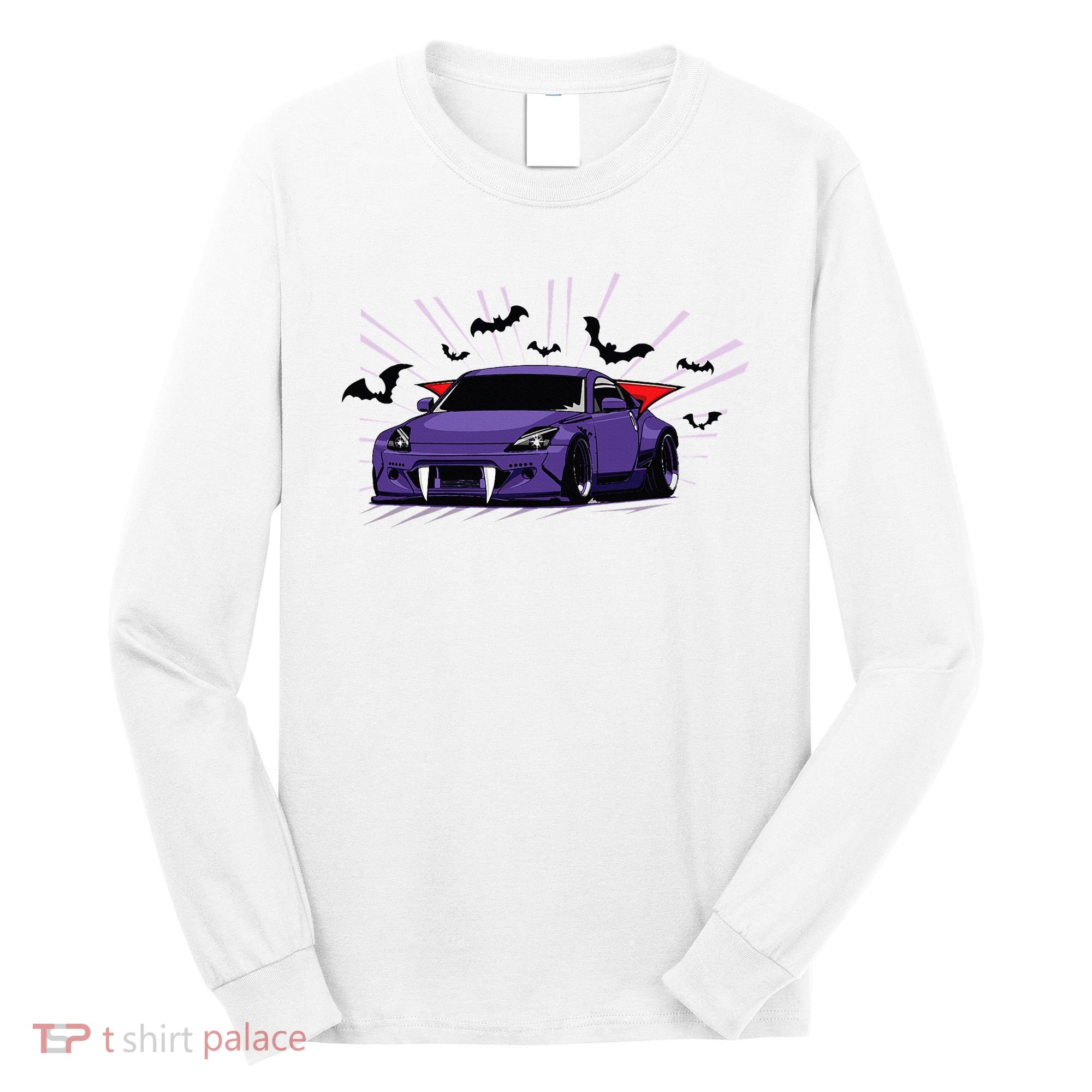 Spooky Halloween Jdm 350z Z33 Vampire Drift Car Illustrated Long Sleeve Shirt